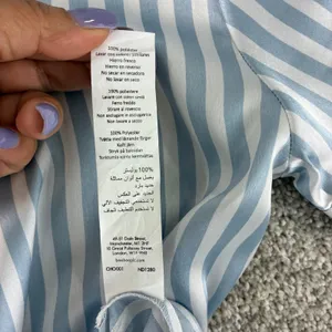 Boohoo Womens Pajama Set Size 2 Blue White Striped Shirt Shorts Sleepwear Lounge thumbnail 11