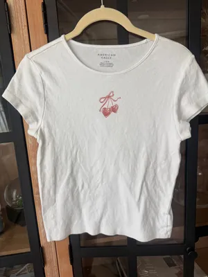 American Eagle cherry baby tee cropped top short sleeve now coquette thumbnail 1