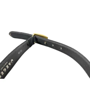 Jaeger Italy Black Silk Blend Leather Belt Size 30 Gold Tone Buckle Women’s thumbnail 3