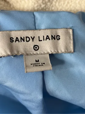 Sandy Liang Cream Sherpa Fleece Gingham Zip Jacket M thumbnail 5