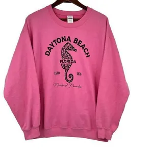 Gildan Daytona Beach Florida pink pullover long sleeve sweatshirt size large thumbnail 1