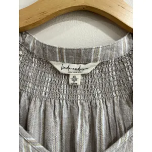 Linda Anderson Beige Rayon Linen Blend Pleated Boho Midi Dress‎ Size XL thumbnail 5
