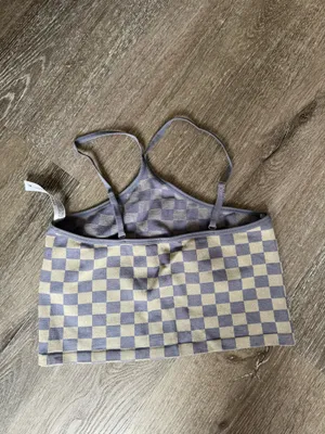 Purple Checker Halter Crop Top thumbnail 3