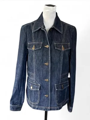 Eddie Bauer Dark Blue Denim Button-Front Jacket thumbnail 1