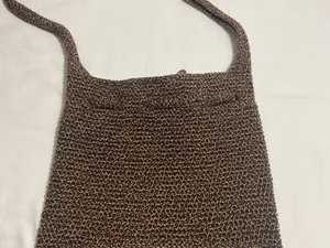 The Sak Brown Crochet Knit Drawstring Shoulder Bag Boho Slouch Hobo Purse thumbnail 7