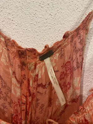 Free People Top Womens Large Orange Floral Slip Strappy Tassel Boho thumbnail 3
