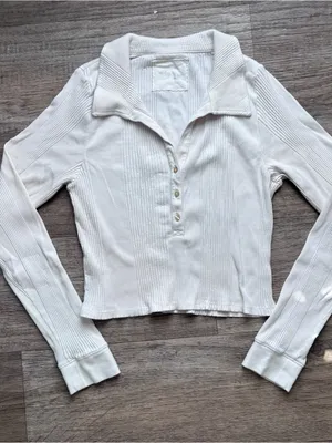 aerie vintage white casual long sleeves top femenine preppy minimalist sz XL thumbnail 2