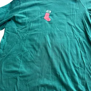 Life Is Good T Shirt Top Large Christmas‎ Stocking Green LS Heart Holiday Party thumbnail 3