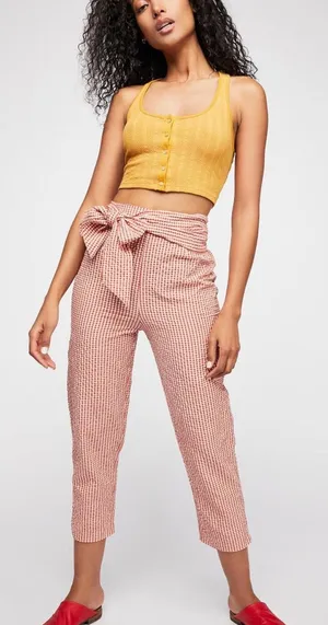 Free People Westside Seersucker Gigham Pants thumbnail 1