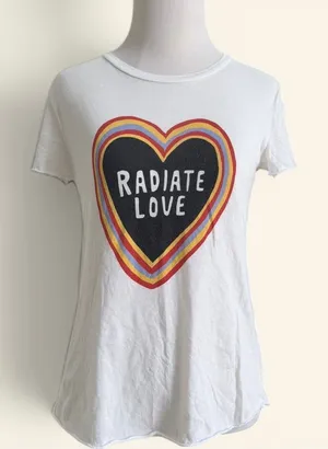 Michelle by Comune Radiate Love White Graphic Tee, Size XS, MSRP $25 thumbnail 1