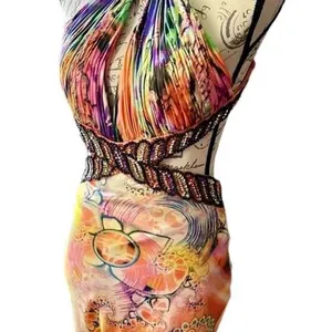 Dave and Johnny Long Flowy Unique Designer Prom Dress With Beaded Cut Out Details thumbnail 4