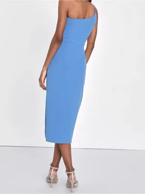 Lulus Women’s Elegant Allure Slate Blue One-Shoulder Sleeveless Midi Dress Size thumbnail 2