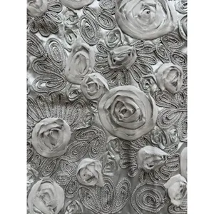 Sue Wong Nocturne NWT Embellish Beaded Rosette Dress 6‎ Platinum Silver Metallic thumbnail 3