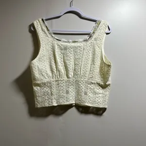 Willow + Root Cream Crop Tie Front Sleeveless Tank Top thumbnail 2