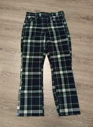 American Eagle Outfitters Green and Blue Plaid Bootcut Pants thumbnail 2