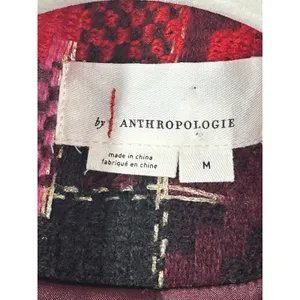 Anthropologie Exploded Plaid Tweed Blazer Medium Red Pink Gold Button Jacket thumbnail 6