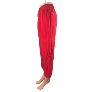 Kol Me Baby Women's Red Cropped High Rise Baggy Cargo Trousers Pants Size S thumbnail 2