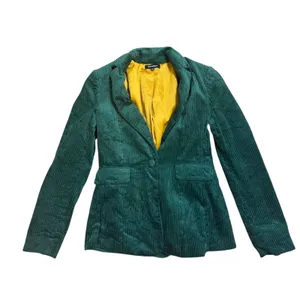 525 AMERICA Green Corduroy Blazer Jacket‎ Mustard Yellow Lined XS thumbnail 6