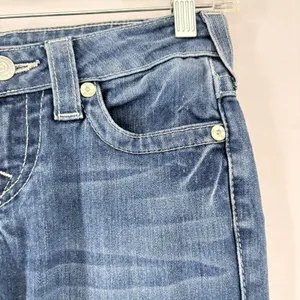 True Religion‎ Women's 25 Straight Leg Jean Blue Pockets Medium Wash Low Rise thumbnail 6