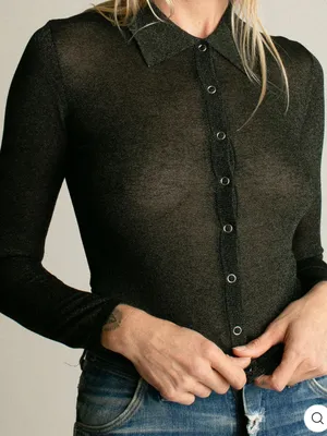 Rolla’s Black Lurex Caroline Long Sleeve Top Small $129 thumbnail 2