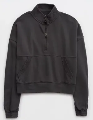 Aerie Chillax Quarter Zip Sweatshirt Charcoal Gray Pullover M thumbnail 1