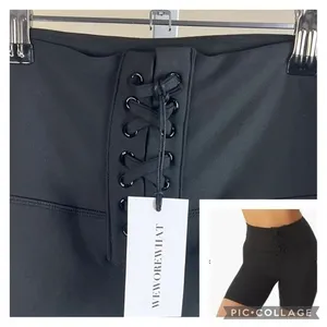 WeWoreWhat Lace Up High‎ Rise Biker Shorts Black Size Medium thumbnail 16