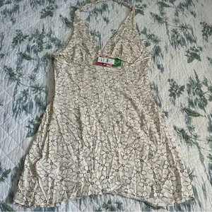 ROXY Ocean Boulevard Womens Halter Dress L Tie White Floral Flower Pink thumbnail 7