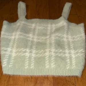 New PacSun Kendall & Kylie Light Mint Green + White Plaid Soft Cropped Top L thumbnail 6