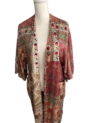 ZARA Reversible Belted Caftan Robe Size Small thumbnail 3