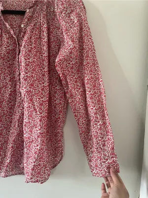 J Crew Red Ditsy Floral Peasant Top 4 100% Cotton Cottagecore Prairie Church thumbnail 5