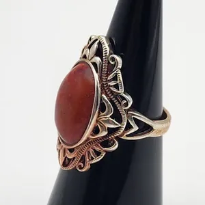 J&T Silver Tone & Red Agate Ring (6) Red thumbnail 3