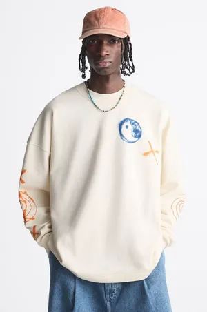 Beige Multi Yin Yang Oversized Sweatshirt 0722/415/710 $69.90 EUC 1X thumbnail 10