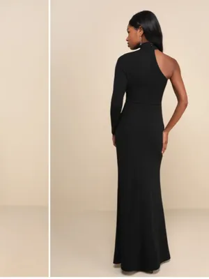 LULU's Prom Wedding Sexy Chic Modern Minimalistic Chic Elegant One Shoulder Maxi thumbnail 3