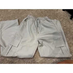 Womens Grey‎ Utility Cargo Pants Elastic Waist Baggy Streetwear Trousers thumbnail 4