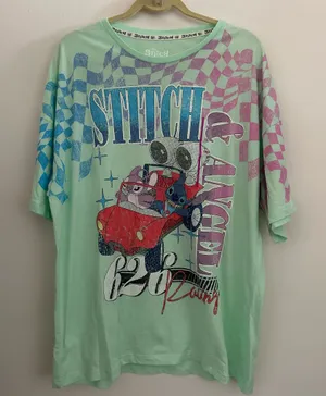 Disney Stitch and Angel Racing Car Mint T-shirt Size XXL thumbnail 1