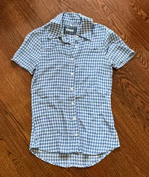 Reformation Blue Gingham Print Blouse thumbnail 1