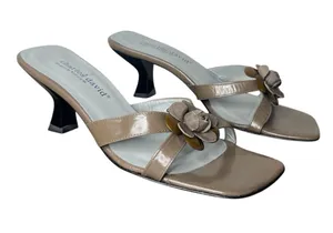 Y2K Vintage Flower Strap Slip On Kitten Heel Sandal Summer Wedding Fairycore thumbnail 1