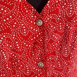 Universal Thread Red White Stars Short Sleeve Button Front Mini Dress Size L thumbnail 4
