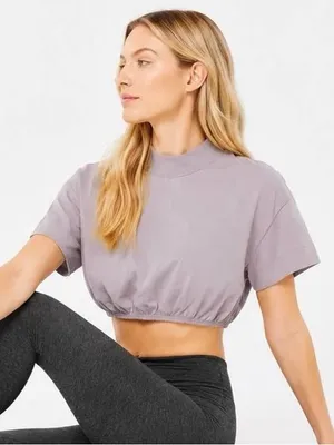 Alo Yoga Kick It Crop T-Shirt in Lavender Haze thumbnail 1