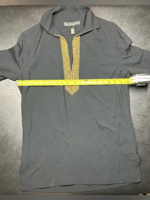 Ralph Lauren Black Label Size 8 Gold Beaded Black Long Sleeve Top thumbnail 5