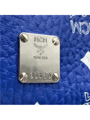 MCM Royal Blue Monogram Wristlet Clutch thumbnail 7