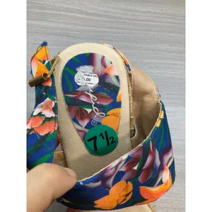 Nwot Qupid Florl Navy Blue‎ And Orange Espadrilles Wedge Sandals thumbnail 10