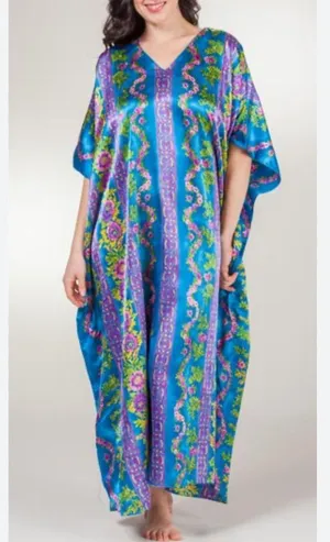 Winlar Blue Purple Floral Kaftan thumbnail 1