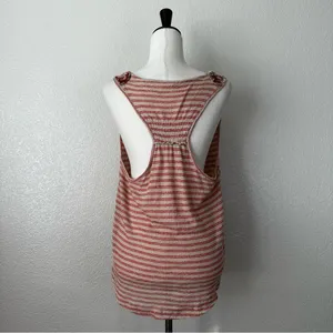 Free People Frida Floral Embroidered Striped Wrap Gauzy Knit Tank Top, Sz Medium thumbnail 6