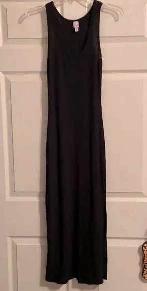 Bongo Ribbed Black Racerback Dress with Side Split thumbnail 1