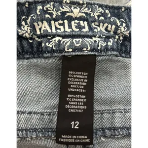 Paisley Sky Women's Distressed Wash Bootcut‎ Jeans Decorative Pockets Size 12 thumbnail 4