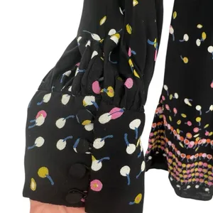 Free People Coryn Boho Long Sleeve Printed Mini‎ Dress Black Size 6 Festival thumbnail 13
