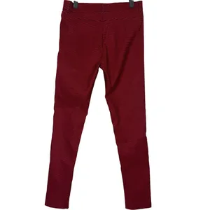 ZARA High Rise Stretch Gingham Flat Front Skinny Pants Button ZipUp L Red Black thumbnail 5