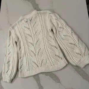 Abercrombie & Fitch Chunky Cable Knit Sweater Balloon Sleeve Womens Medium Ivory thumbnail 9