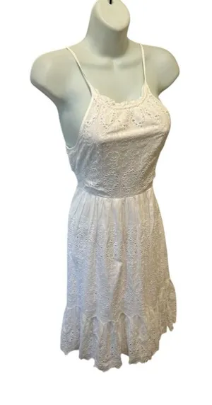 Anthropologie Maeve White Eyelet Crochet Sundress Sz 2 Full Skirt Coquette Girl thumbnail 1